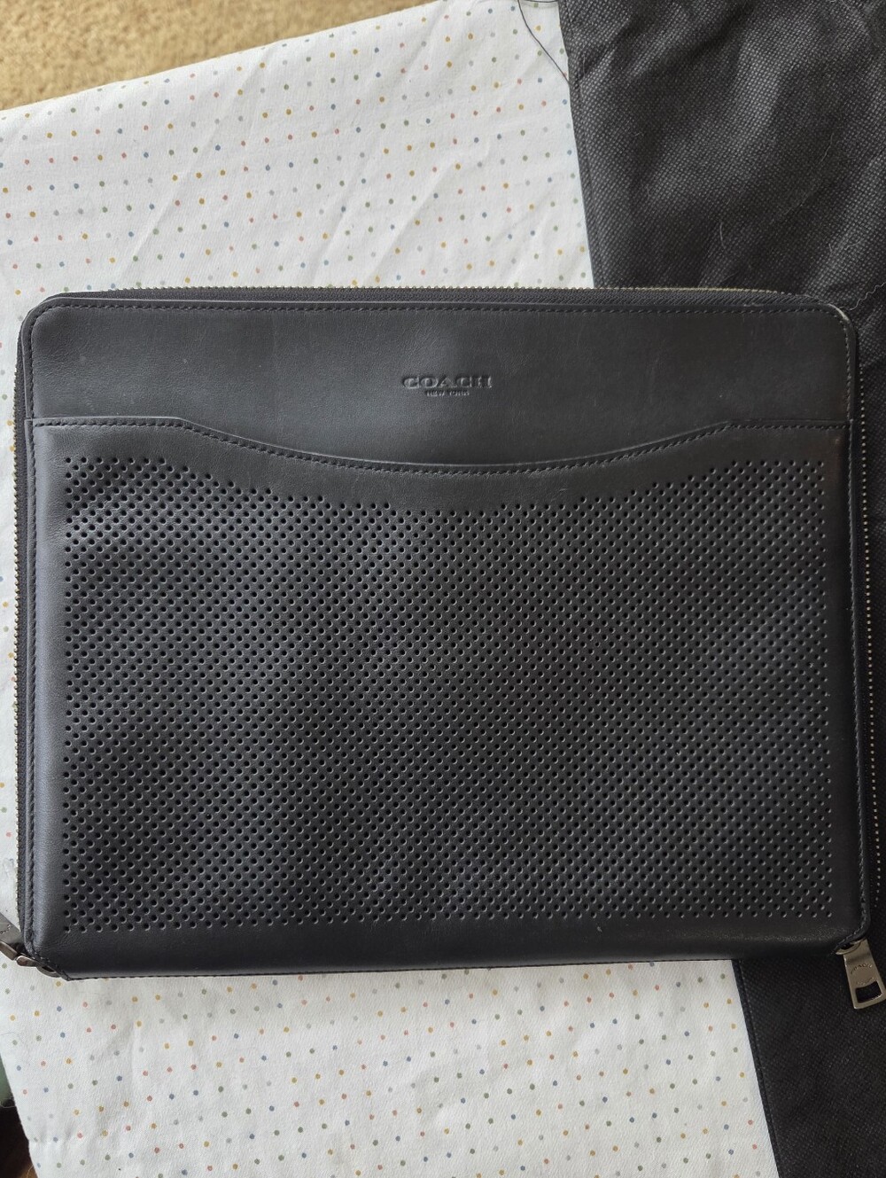 COACH Leather Unisex Clutch Ipad Bag Black Genuine Vintage Handbag MSRP $378